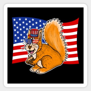 4th July Squirrel USA Flag Independence Day 2022 Magnet